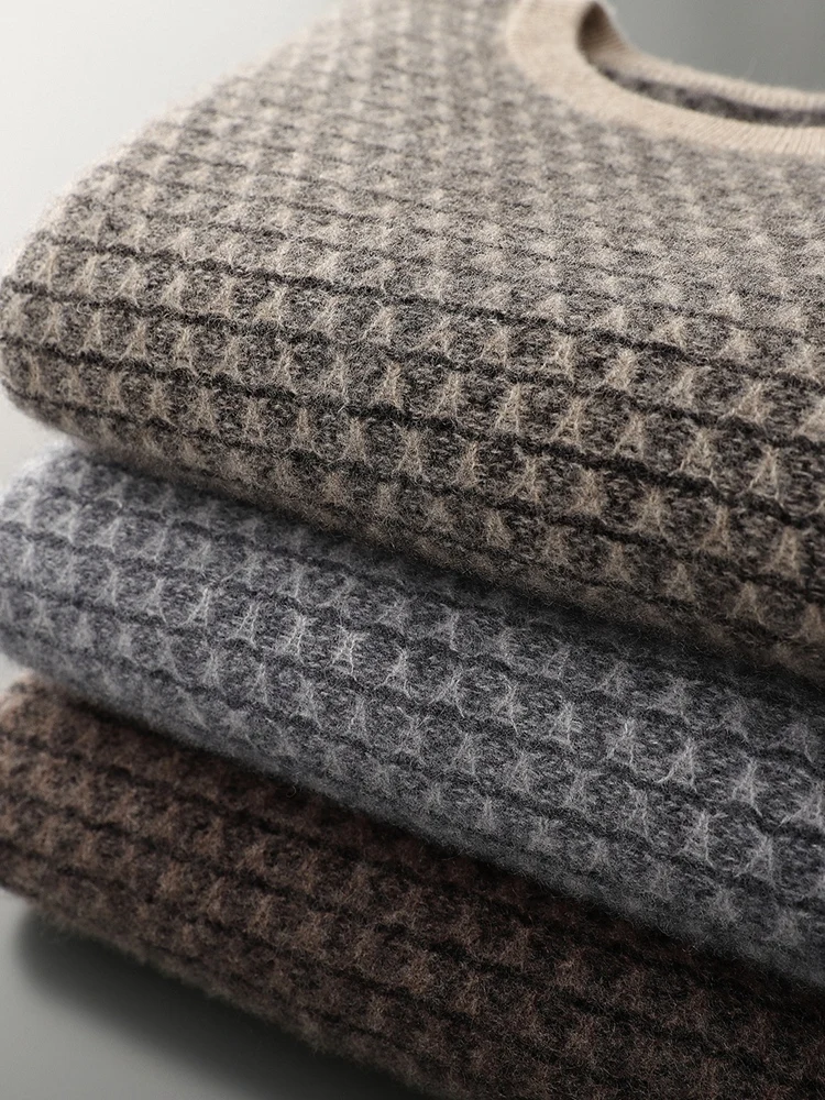 Zocept Winter High Quality Natural Cashmere Sweater for Men Casual Vintage Korean Knitted Jacquard Thick Warm Sweater Pullover 3