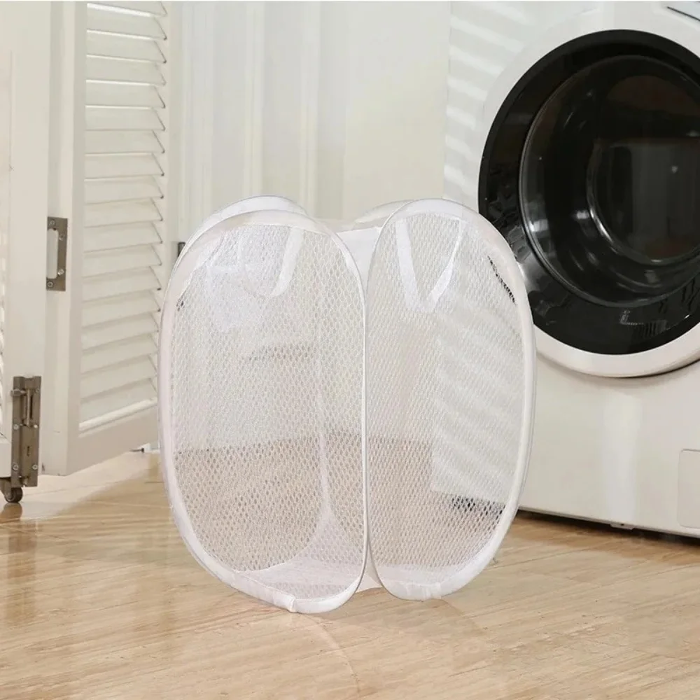 Foldable Pop-Up Mesh Laundry Basket - Large Capacity Portable Laundry Organizer