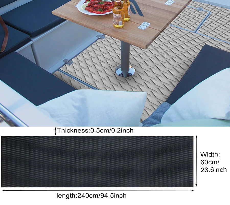 240*60cm EVA Schaum Schiff Deck Matte Ozean Yacht Boden Anti Slip Nachahmung Marine Teppich Boot Surfbrett diamant Traktion Pad Grau – Detail 1