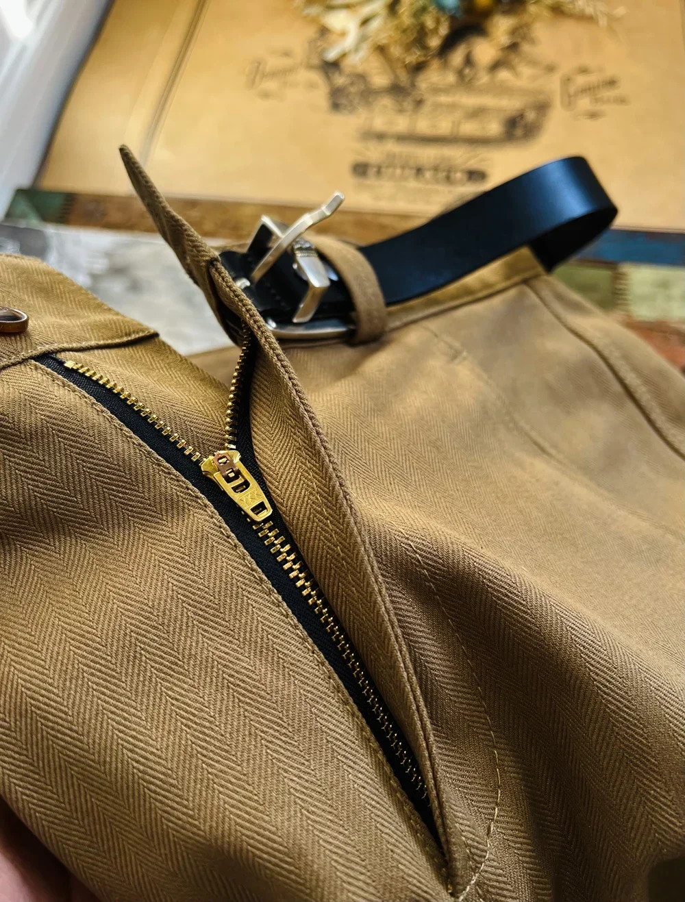 Blunt Razor French M-47 Military Style High-waisted Straight HBT Herringbone Fabric Large Pockets Loose Casual Workwear Pants 3