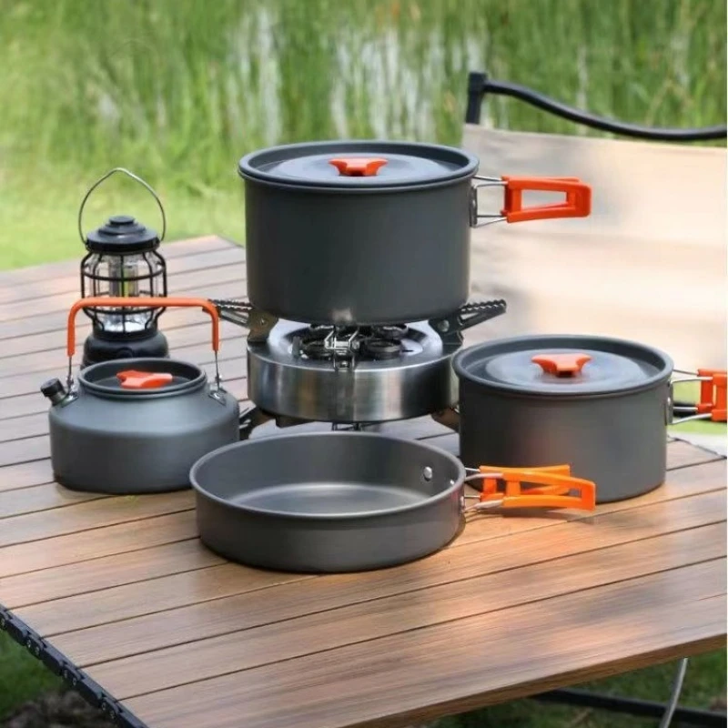 Foldable Storage Outdoor Picnic Set Pot Kettle Frying Pan Soup Pot Stove Storage Bag Adapter Supplies