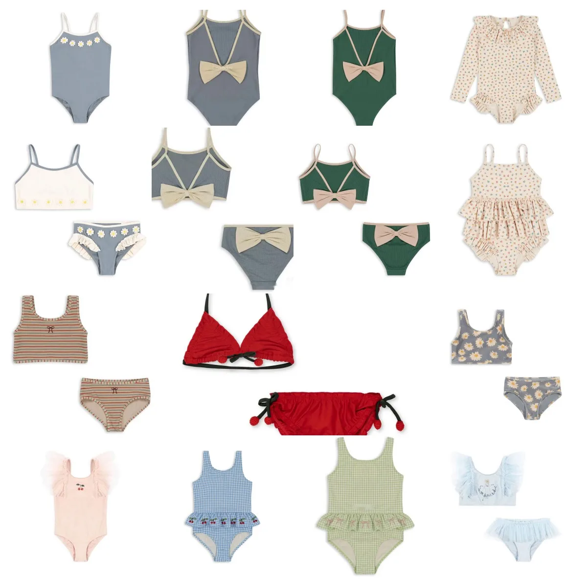 귀여운 활 꽃 프린트 비치 비키니 세트, 여아 수영복, KS 원피스 수영복, 유아 수영 세트, 여름 24