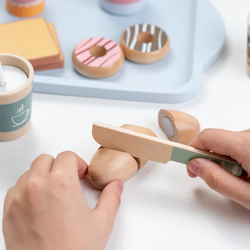 DIY Wooden Breakfast Set Toy Pretend Play Cutting Food Learning Role Play Game Educational Toys Gifts For Girls Kids