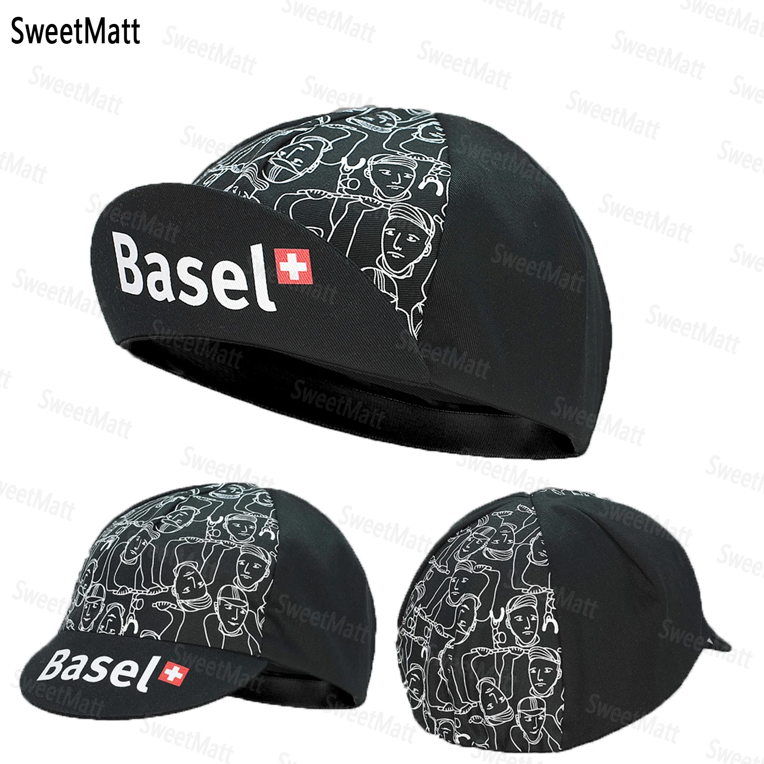 SweetMatt  Classic Retro Black Series Polyester Bicycle Men's Caps Summer Breathable Quick Dry Bike Hat Cycling Sports Balaclava 3
