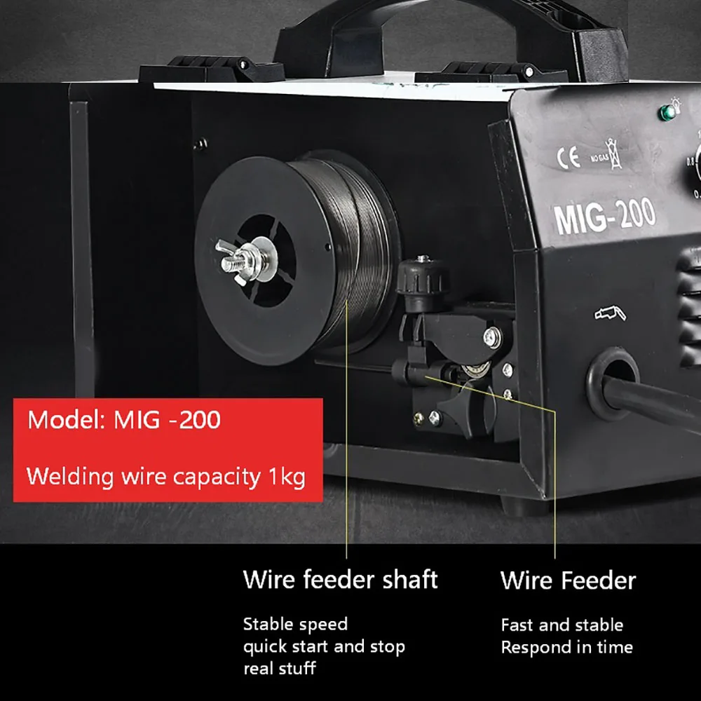 MIG Welding Machine Gasless 5000W 200A Semi-automatic for MIG Welder Flux Core Wire Inverter