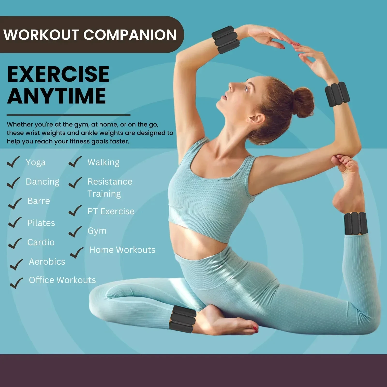 Wrist & Ankle Weights for Women Men Adjustable Arm & Leg Weights Wearable Weighted Bracelet for Yoga Running Cardio Gym Workouts
