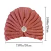 Fashion Winter Warm Hijab Caps Soft Thick Bohemia Turban Diamond Jewelry Wool Knitting Knitted Hats for Women 6