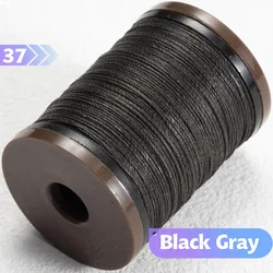 Waxed Polyester Cord for Leather Craft and DIY Jewelry - Round Braided Thread (37- Black Gray)