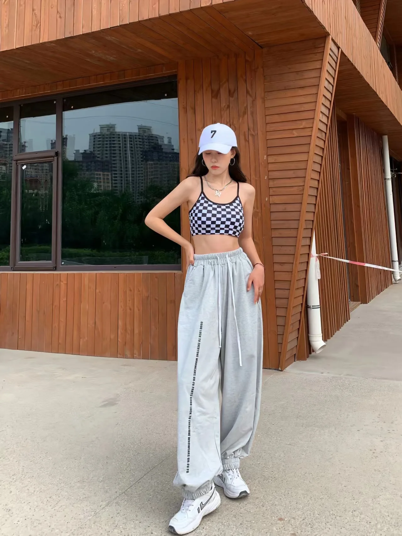 Europäische amerikanische Stil Frauen Hosen hohe Taille lässig Kordel zug Design Frau Hose neue Frühling Sommer y2k Hosen – Detail 7