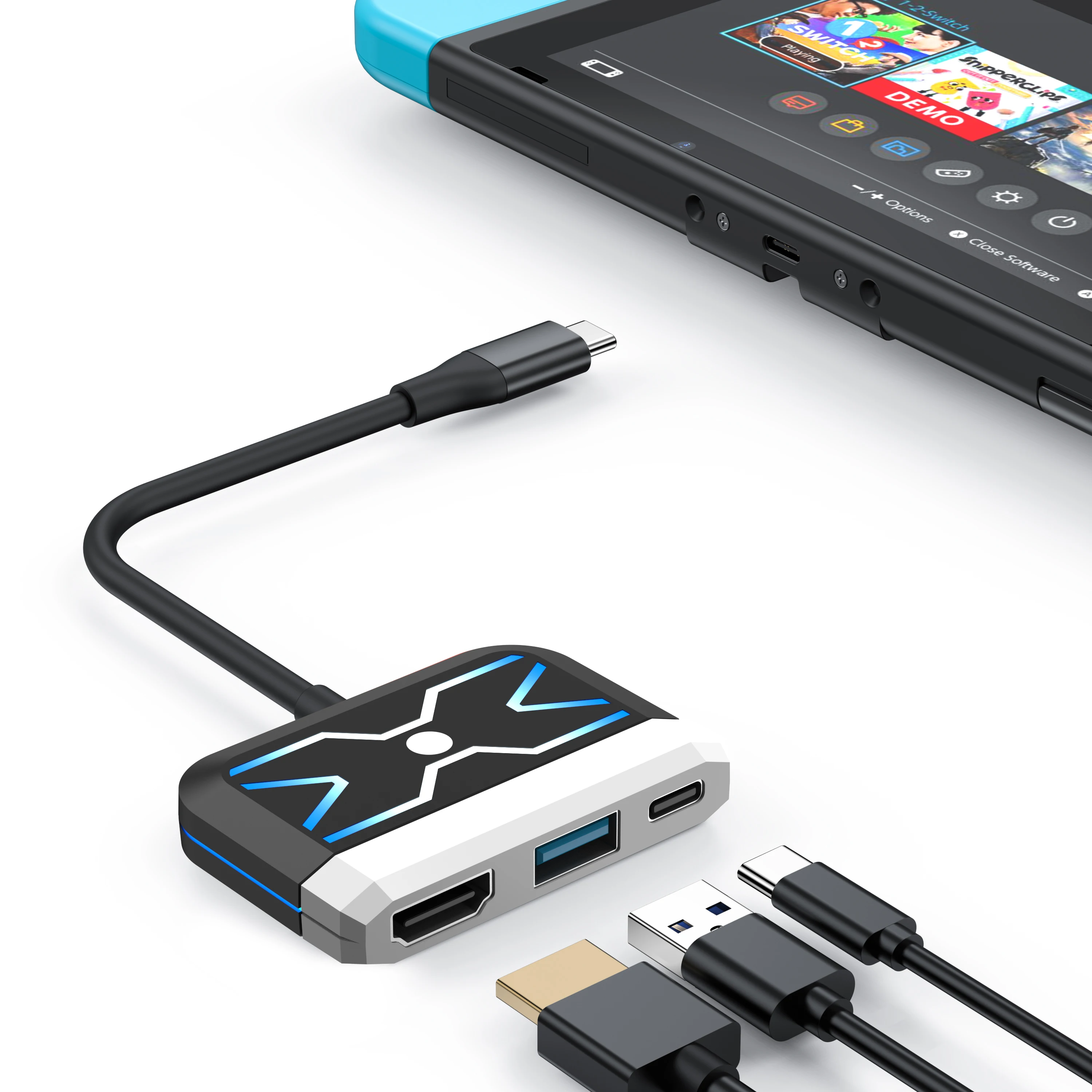 Docking Station Tv Rgb Per Nintendo Switch/Switch Oled, Dock Station Di Ricarica Con Adattatore Hdmi 4K/Porta Usb 2.0/Tipo C Hub Tv Ns