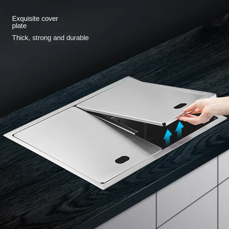 304 Stainless Steel Stylish Hidden Single Sink for Kitchen Cabinet and Countertop Double Covers 3