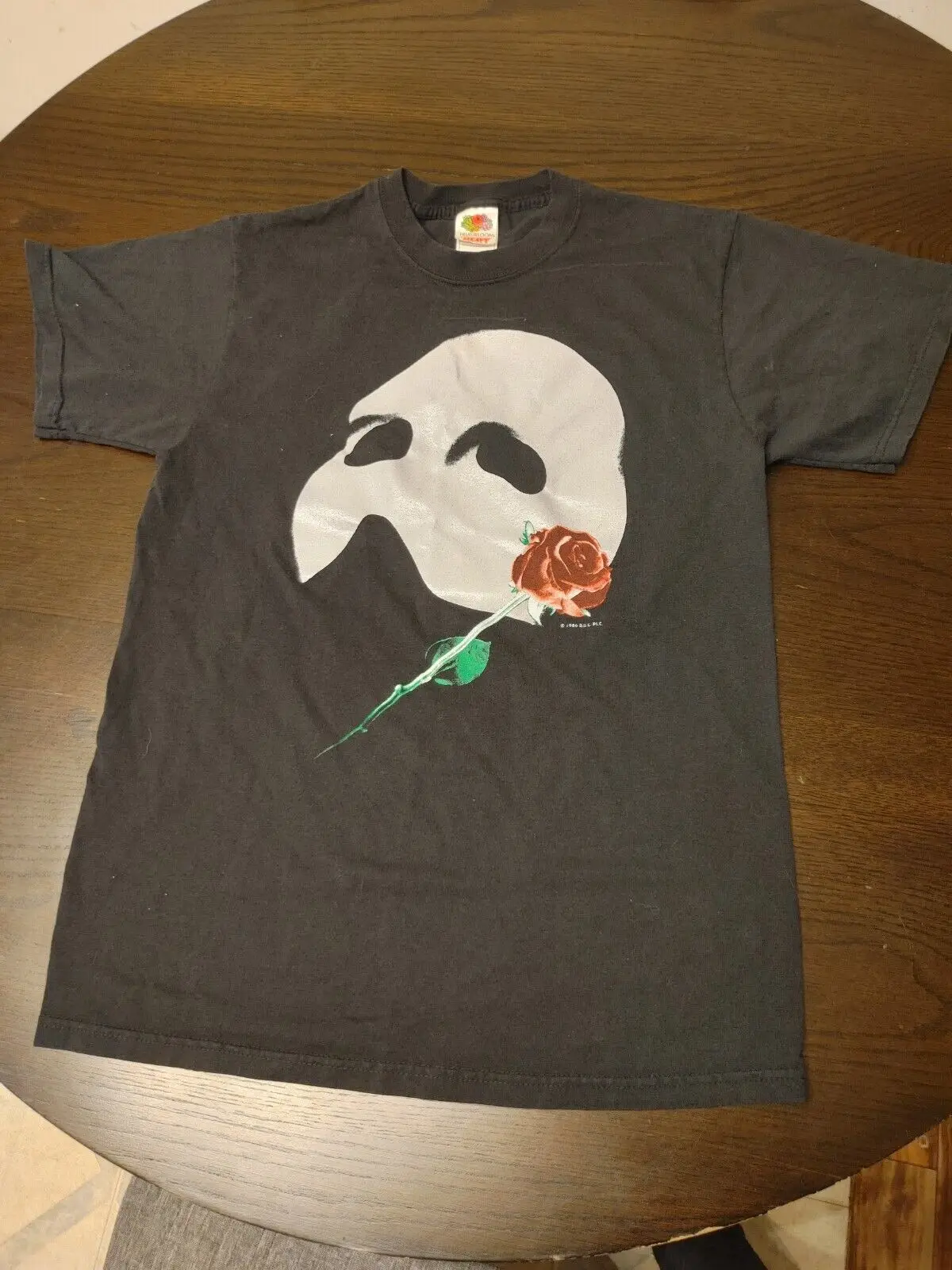 Vintage 1986 Phantom Of The Opera Mask Rose Tee T Shirt Black Medium Big Face