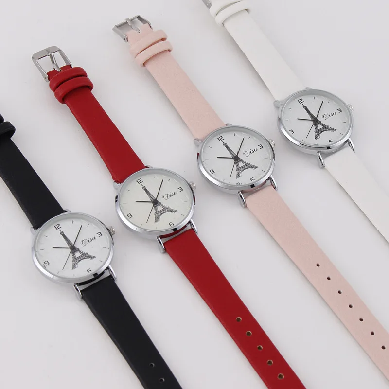 여성용 디지털 쿼츠 시계, 에펠탑 학생 벨트