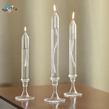 Transparent Glass Candlestick Lamp Glass Simple Oil Lamp Candlestick Smokeless Nordic Transparent Candlestick Ornaments