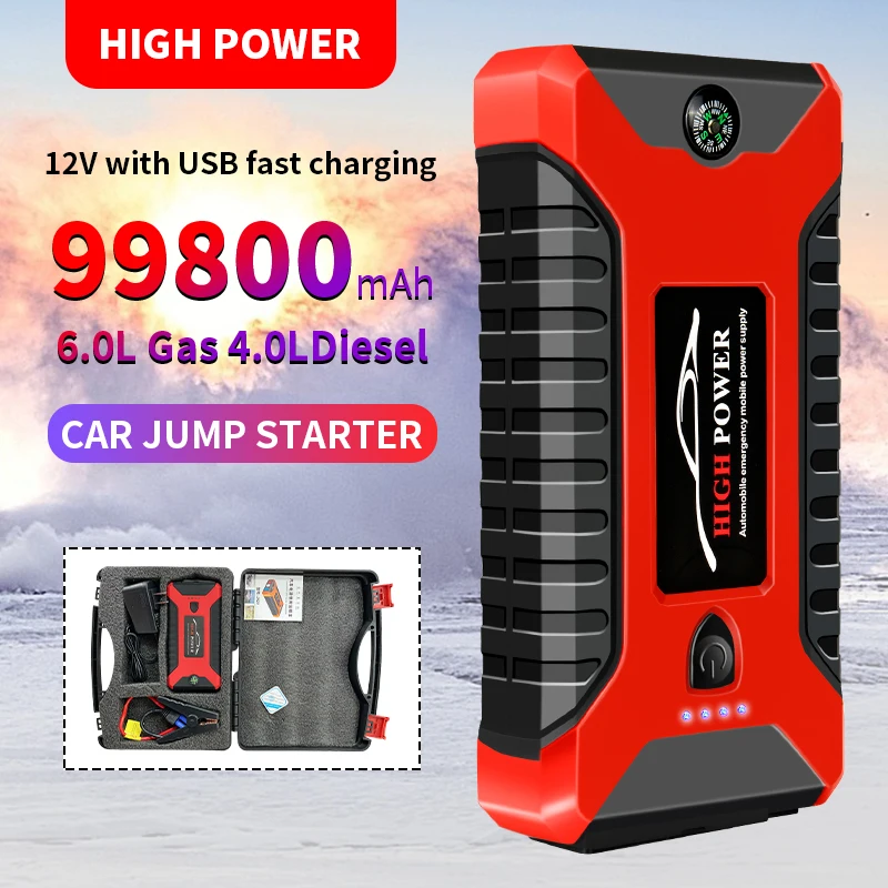 99800mAh Car Jump Starter Pack 600A Portable 4 USB Power Bank Car Battery  Booster Charger 12V Starting Device Car Startee Buster - AliExpress