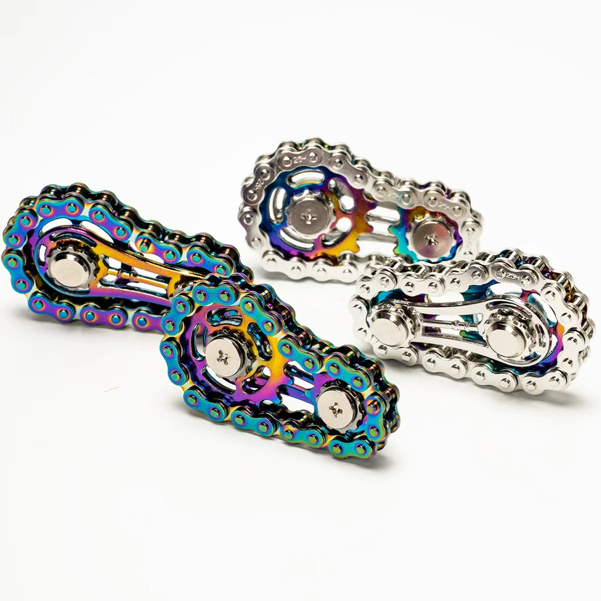 Bicycle Chain Finger Spinner, Silent CNC Machined Stainless Steel Gear Fidget Toy for Adults, Office Stress Relief & Focus Tool,