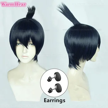 Parrucca cosplay anime capelli sintetici Hayakawa Aki parrucca cosplay blu nera parrucca anime capelli resistenti al calore parrucche per feste di Halloween + un berretto per parrucca