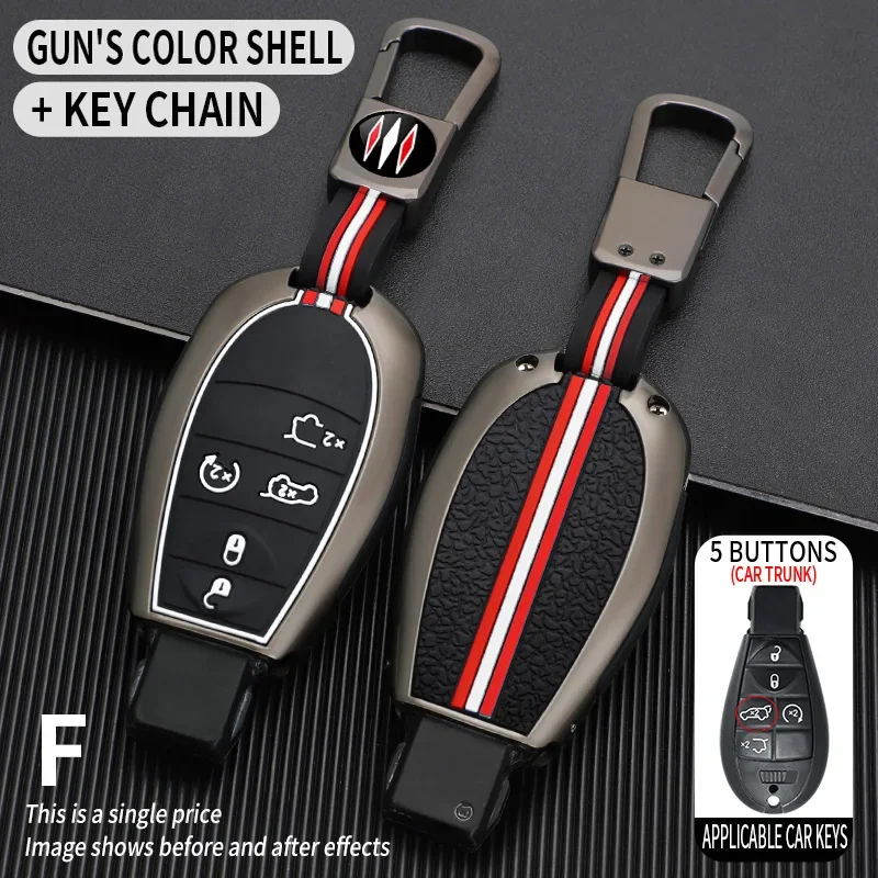 Metal Car Key Case Cover Fob Shell for Chrysler 300C Jeep Commende Dodge Durango Ram Grand Voyager Caravan Cherokee Town