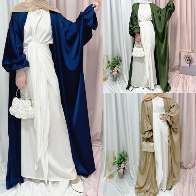 

Рамадан ИД открытая абайя кимоно Дубай, Турция Caftan скромный мусульманский с пышными рукавами Исламская одежда для женщин платье халат Djellaba Femme