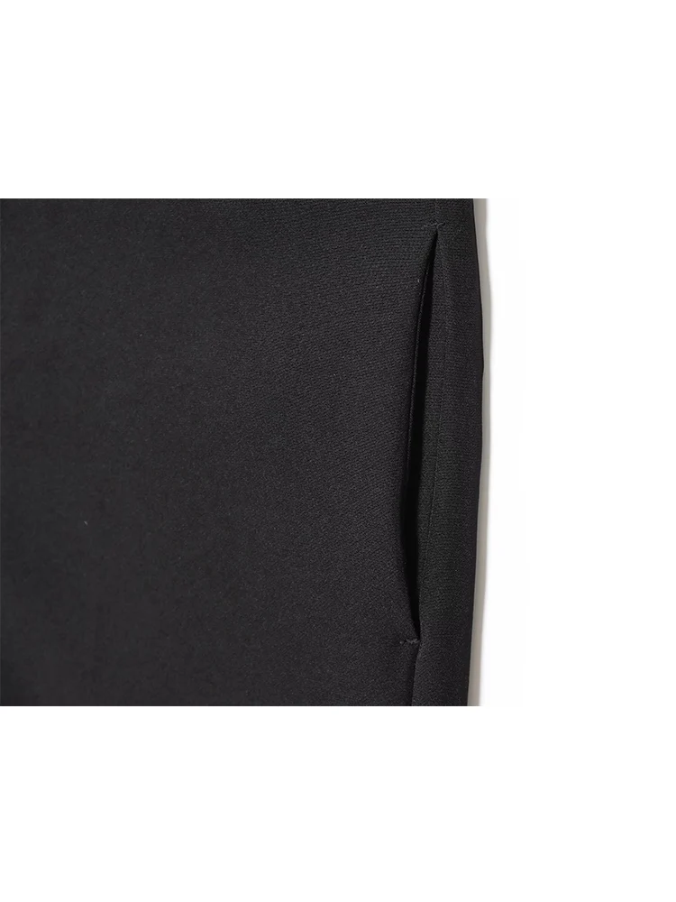 2025 New Women High Waist Knee Length Pants Autumn Fashion Wide Leg Pocket Zipper Trousers Spring Casual Street Short Pant