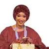 Shiny African Headtie Turban Cap Muslim Hijab Bonnet Women Auto Gele Head Wrap Bonnet Headscarf Nigeria Wedding Party Headgear