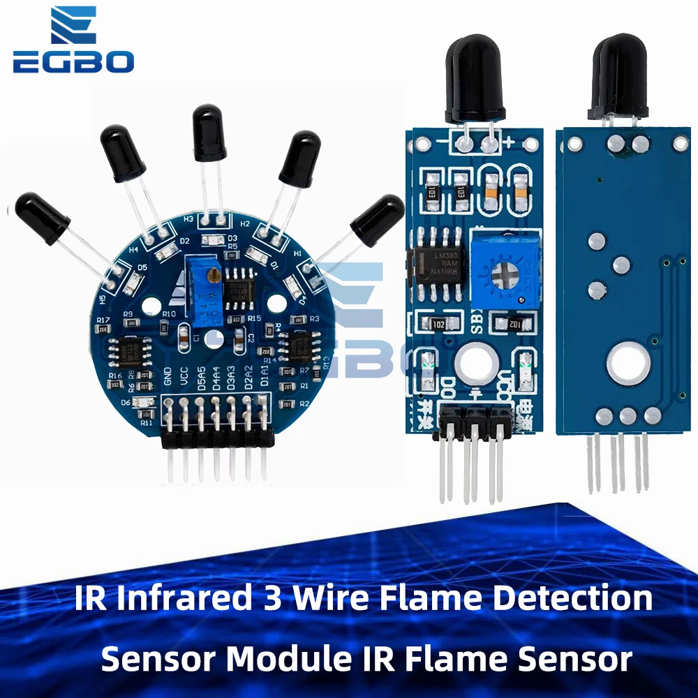 1~10PCS EGBO IR Infrared 3 Wire Flame Detection Sensor Module IR Flame ...