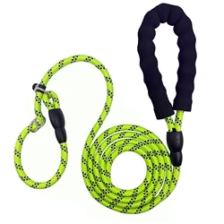 Durable Slip Rope Dog Leash with Adjustable Loop Collar for Outdoor Training and Walking (Fluorescent Green)