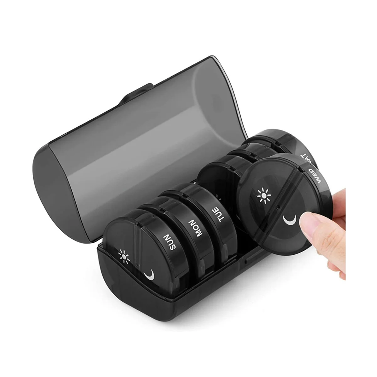 

Pill Box 7 2 Compartments - Medicine Box Pill Box 7 Morning and Moisture-Resistant - Black