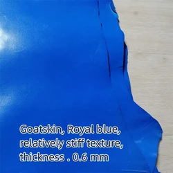 Royal Blue and Purple Pink Top - Grain Goatskin Leather Fabric - Handmade DIY Sheepskin Lining Material - 20x30cm (Blue)