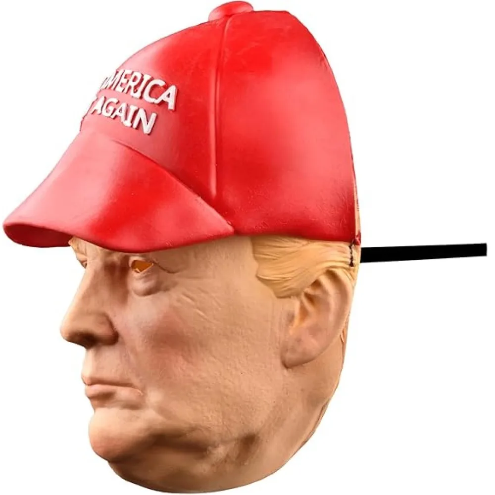 Donald Trump Mask with Attached Cloth Hat Premium Latex Face Breathable Fabric Perfect for Cosplay Parties