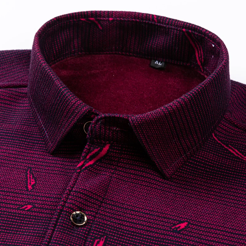 Men's long-sleeved shirt thickened warm 7XL8XL plus size Autumn/Winter casual no-ironing comfortable double-sided fleece top 5