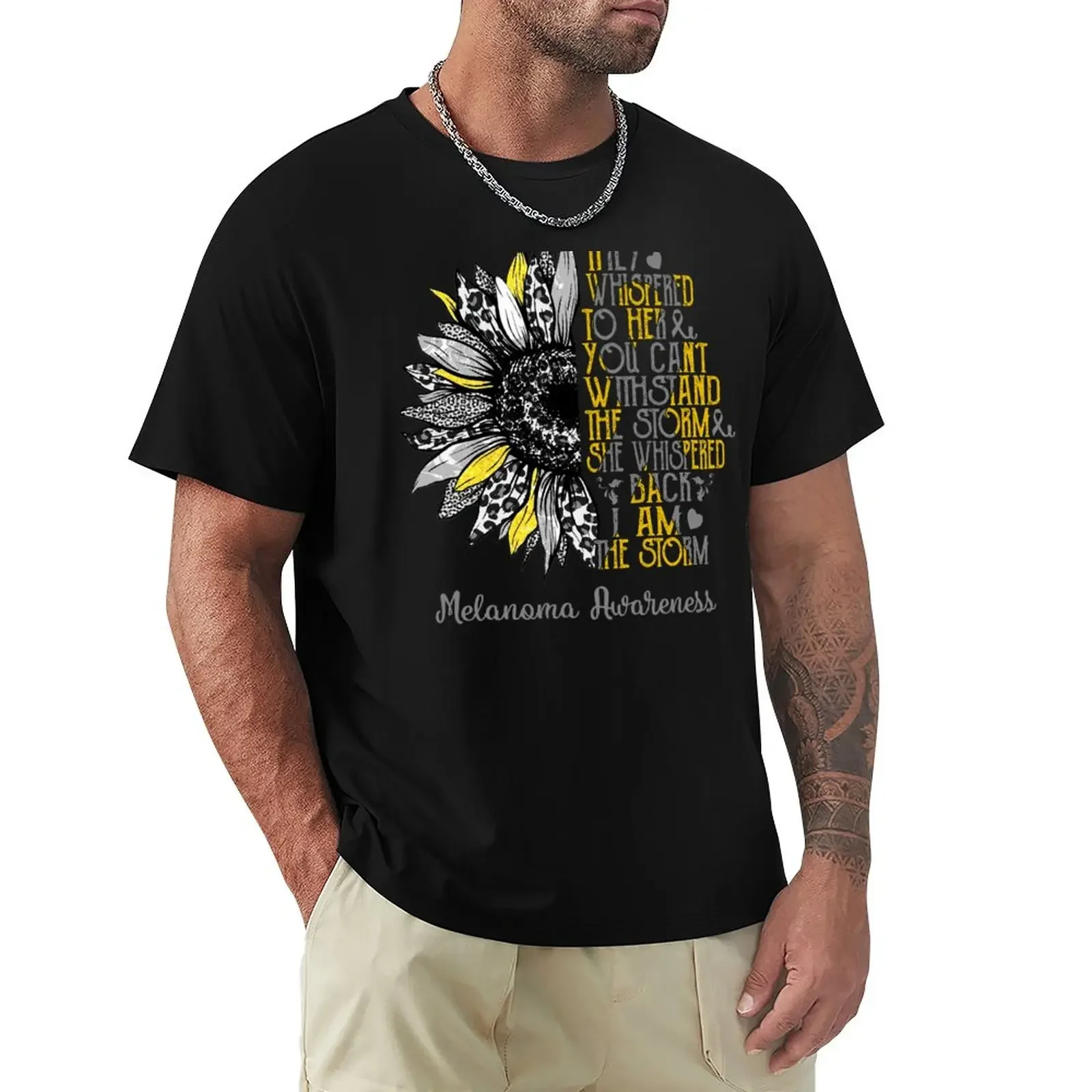 

I Am The Storm Sunflower Leopard Melanoma Awareness T-Shirt cute tops customs men clothes