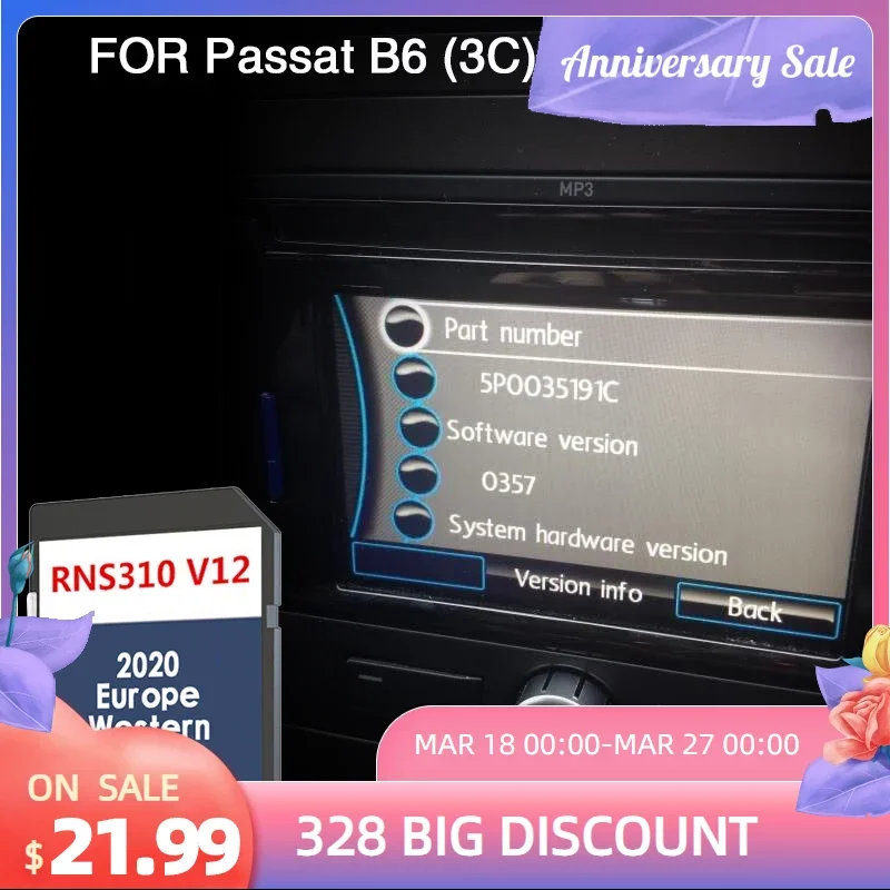 

RNS 310 V12 West Europe For Passat B6 (3C) From 2005 To 2010 Car Map SD Memory Card 8GB Road Version Update Cover Germany UK