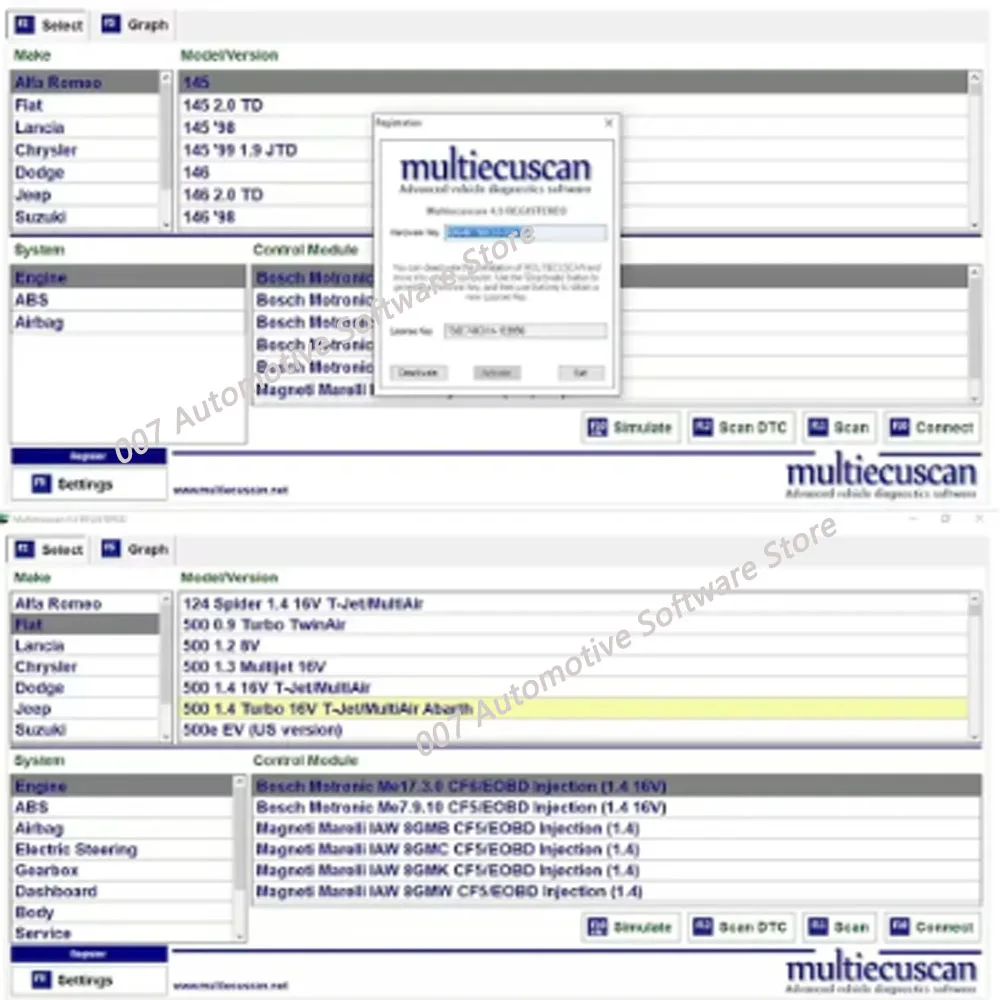 New Multiecuscan V4.8&4.9&5.2 For Fiat/Chrysler/Dodge/Jeep/Suzuki Scanner Software 4.8+ ELM327+Flat adapter Registered Unlimite