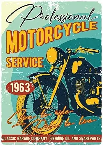 

Metal Sign-Top Shelf Novelties Professional Motorcycle Service 1963 Rustic Retro Laminated Sign SP4304
