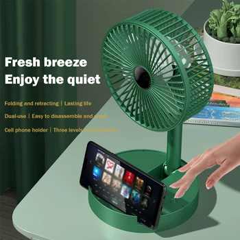 에어컨 선풍기 접이식 선풍기, USB 충전식, 3 단 속도, 여름 냉각 선풍기, 2000mah 저소음 책상 접이식 선풍기