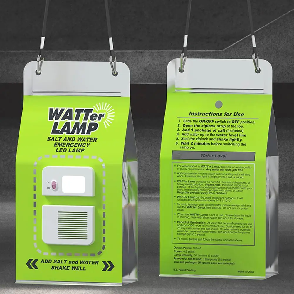 Camping Lamp Portable Salt Water Outdoor LED Emergency Energy Saving Travel