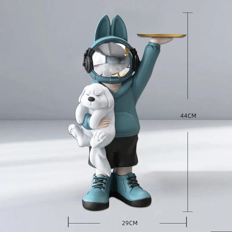 

Factory Custom OEM ODM Animal Rabbit Astronaut Tray Ornament Home Decoration Resin Statue Sculpture