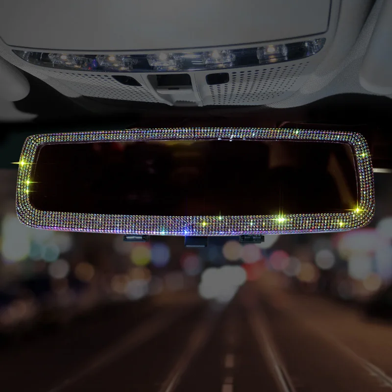 Car Interior Rearview Mirror Decor Ornament Rear View Mirror Cover Auto Accessories for Women rearview mirror cover carbon fiber mirror cover