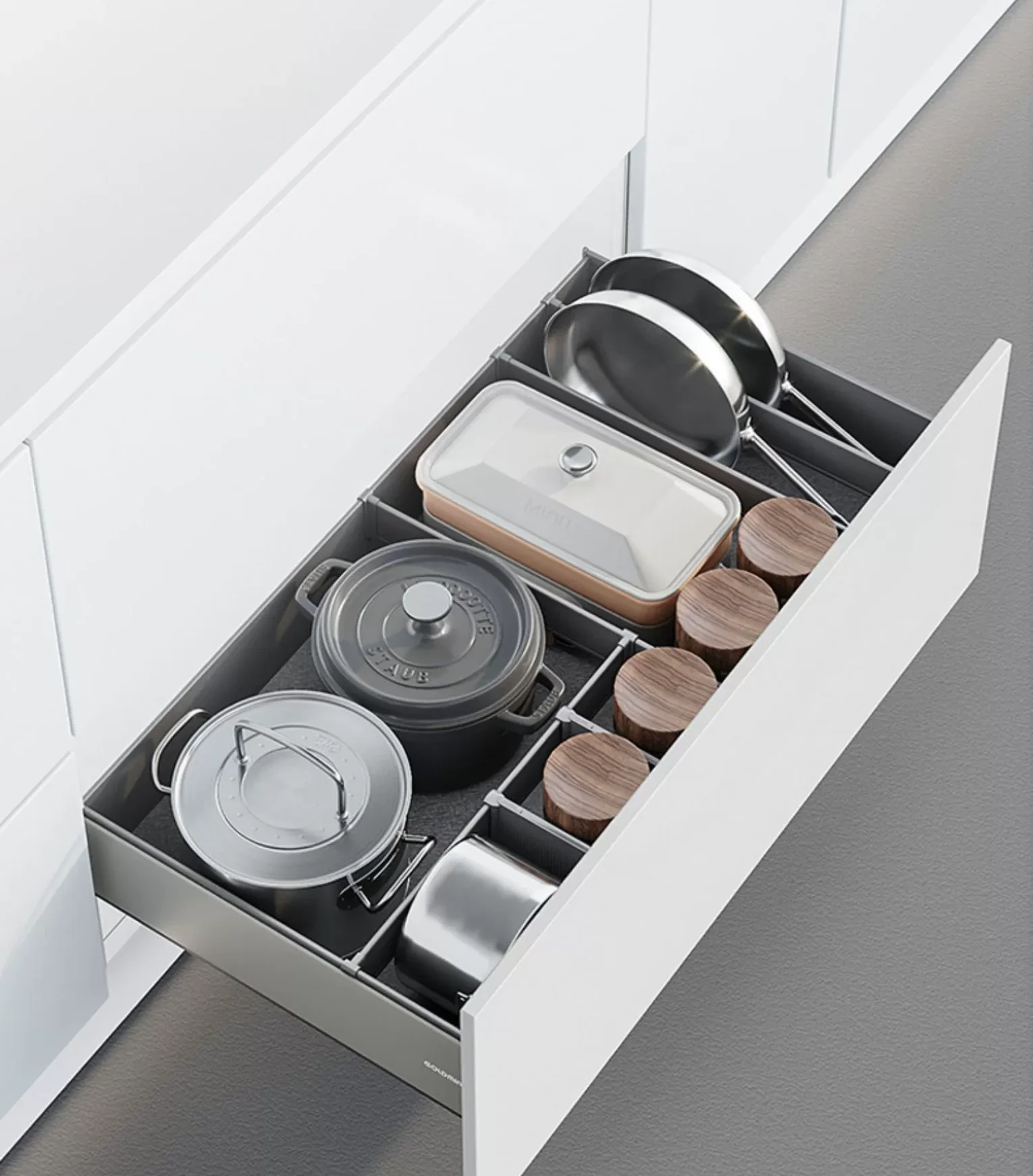 Goldmine Aurora 2-drawers Combination Cabinet Pullout Organizers Soft Close Pullout Baskets Dishes Pots Cabinet Storage Drawers