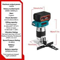 1600W Brushless Electric Hand Trimmer 5 Speeds Cordless Engraving Slotting Trimming Milling Wood Router For Makita 18V Battery 2