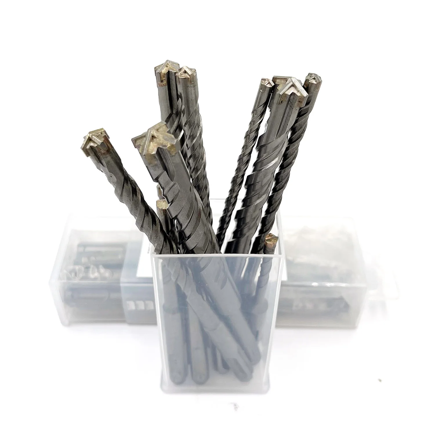 Drill Bit Set Carbide-Tipped SDS-Plus Rotary Hammer Drill Bit Set 10 Pieces for Concrete Brick Block Stone Masonry