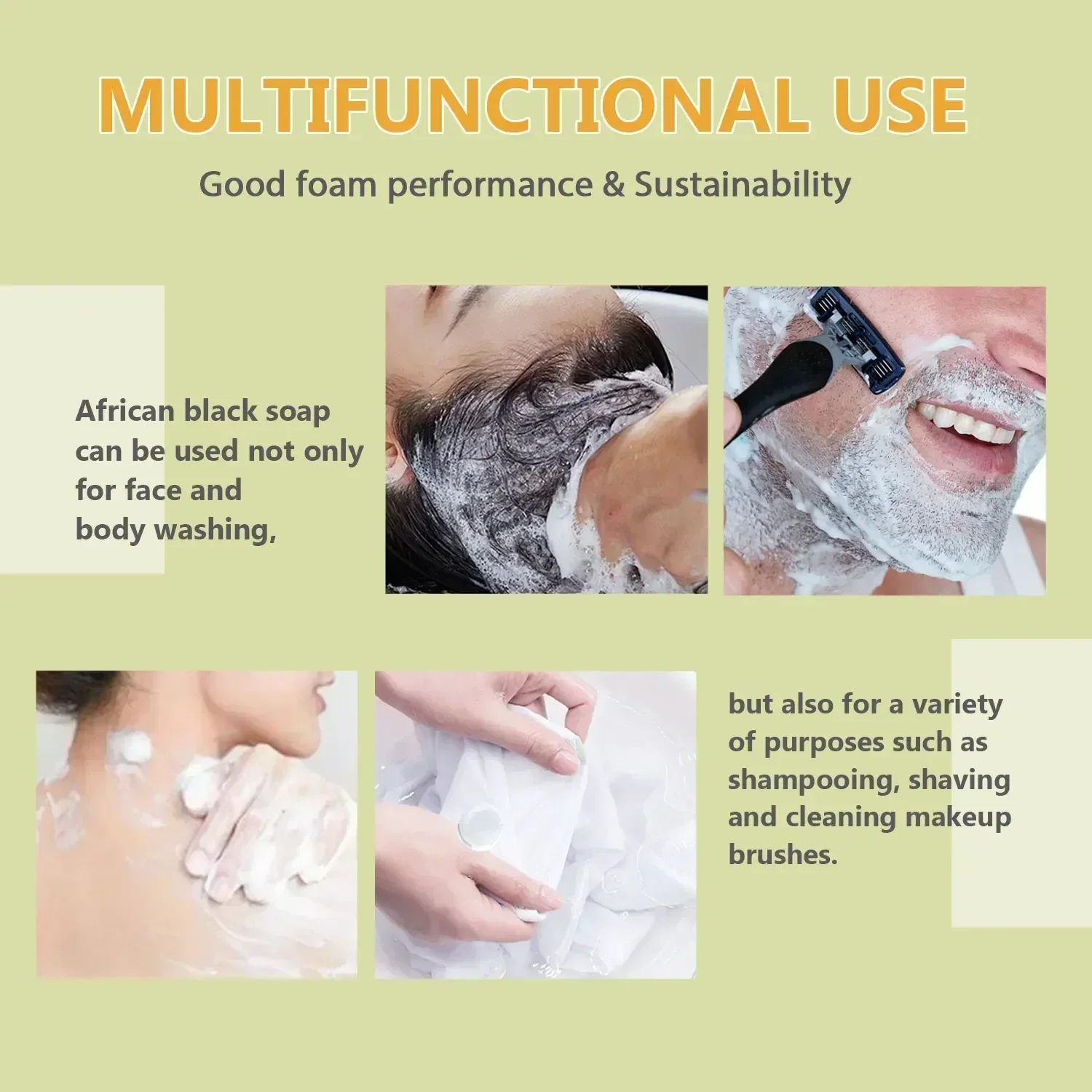 African Black Soap Deep Cleansing Exfoliating Moisturizing Black Soap Acne-Prone Skin Treatment Nourishing Handmade Organic Soap