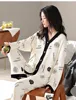 Women Spring and Fall Two-Piece Pajamas Cardigan Long-Sleeved Long Pants Thin Section Polka Dot Printing Maternity Homewear 5