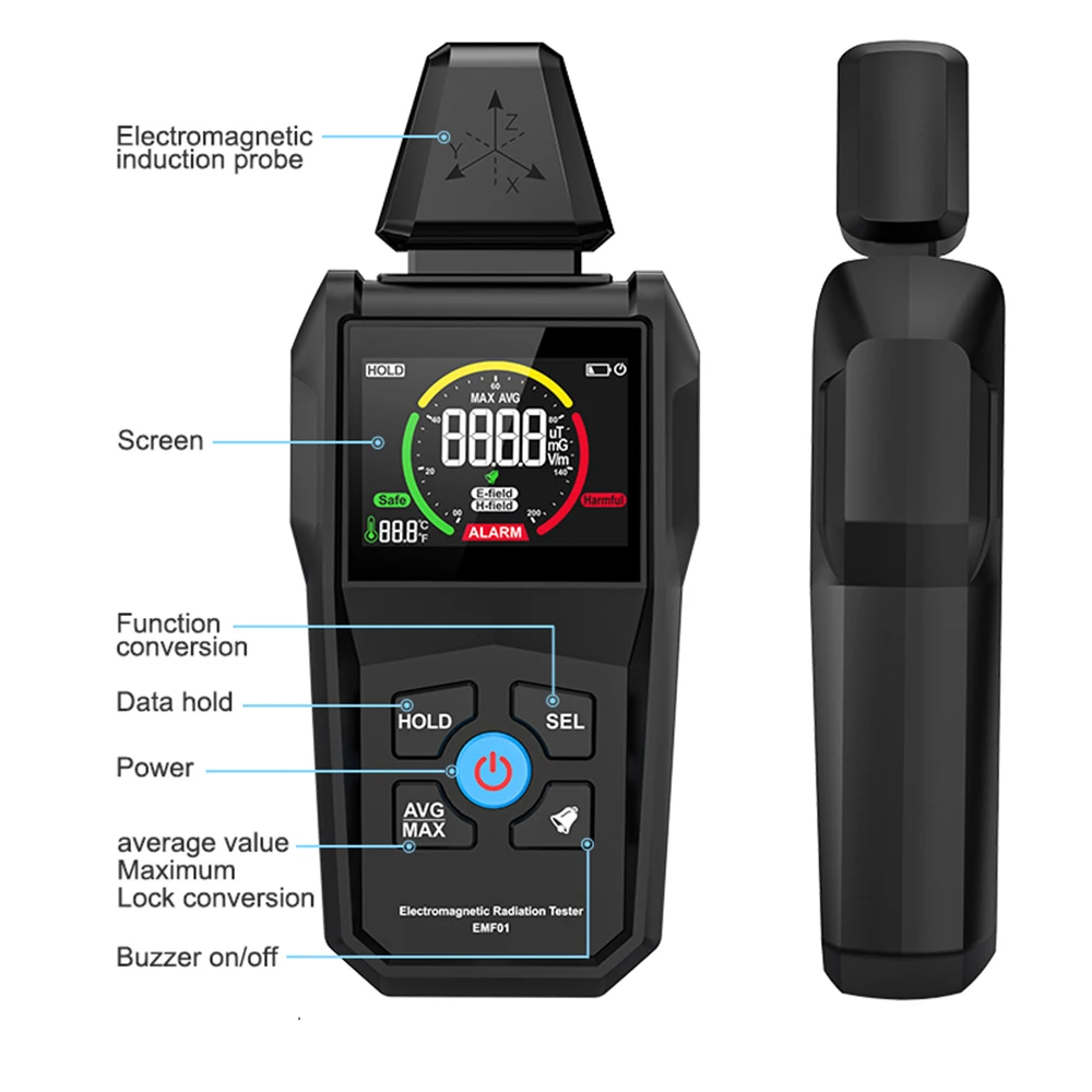 EMF Meter Digital Color Screen Household Electromagnetic Field EMF01 Detector Wave Radiation Electromagnetic Field Radiation 5