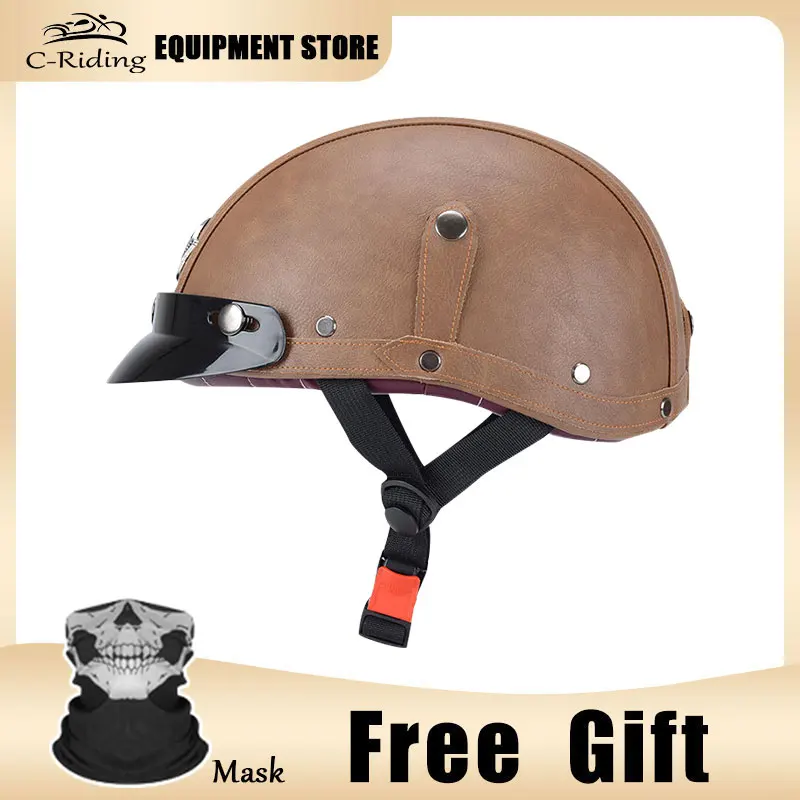 

Extra Light Weight Motorcycle Helmet 1/2 Half Face Helmet Vintge Helmets Capacete Retro Vintage For Adults