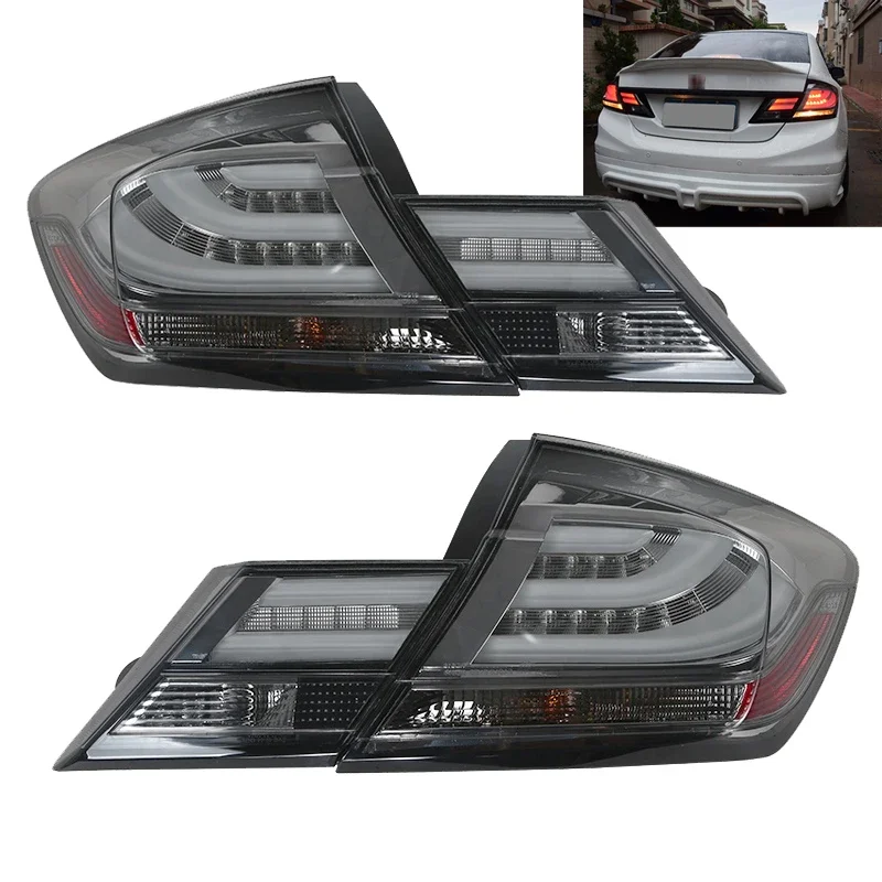 Fit For 13-15 Honda Civic 4dr Sedan Black L.E.D Tail Lights 4 PCS - Foto 5