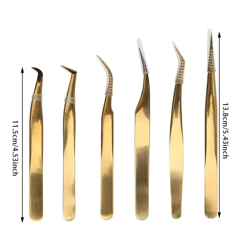 5/6PCS 속눈썹 연장용 핀셋 세트, 속눈썹 애플리케이터, 스테인리스 곡선형/직선형, 인조 속눈썹 클립, 메이크업, 네일아트 도구