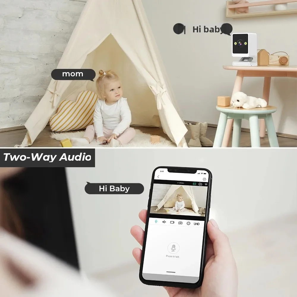4MP 2K Mini Wifi Security Camera Indoor Magnetic Base HD Night Vision Ai Human Detection ICsee Surveillance Camera 2-Ways Audio 4