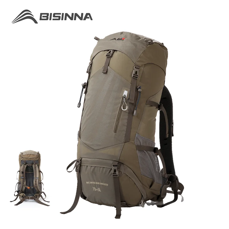 BISINNA 70L Camping Backpack Large Capacity Sport Bag With Rain Cover for Outdoor Travel Climbing Mountaineering Hiking Trekking